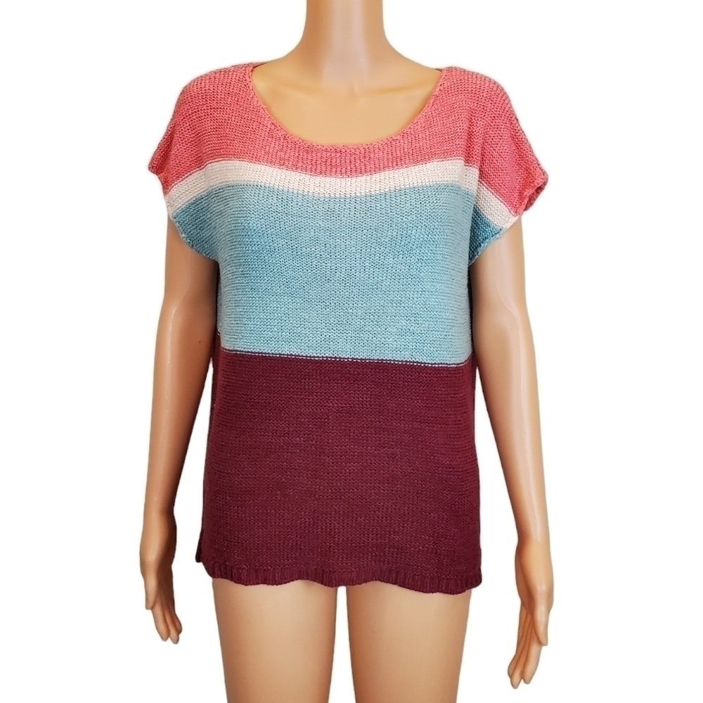 Loft color block knit pullover sweater Size M
